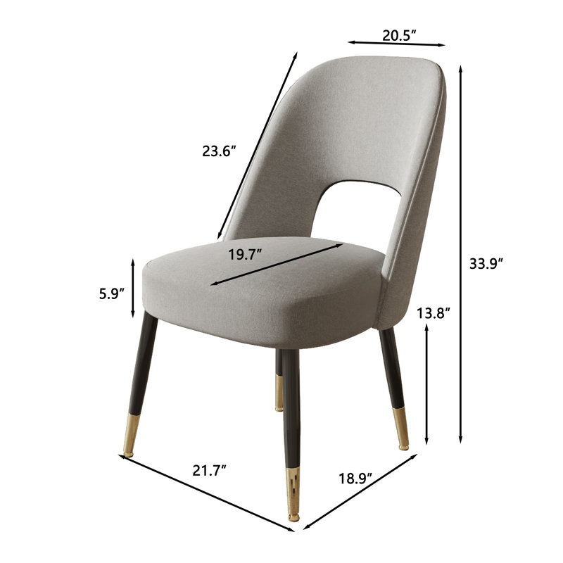 Fabric Dining Chair With Metal Legs, Gray