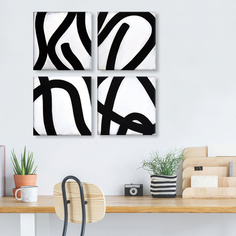 «Curves IV» par Norman Wyatt Jr. - Ensemble de 4 reproductions sur toiles tendues, H 30 po x l 30 po x P 1,5 po