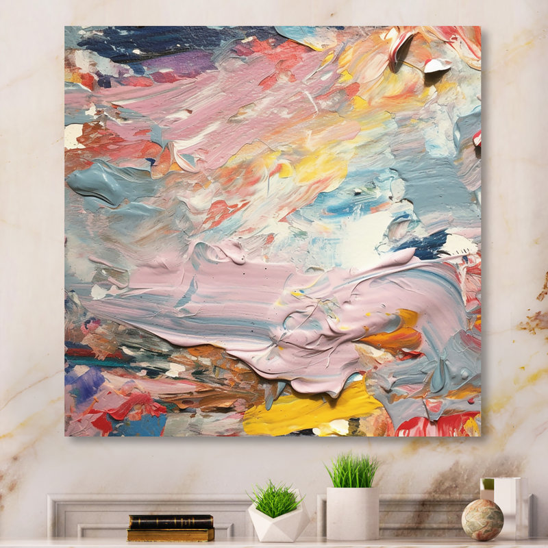 «Summer Pastel Groove Abstract Expressionism», reproduction d'art abstrait, H 30 po x l 30 po x P 1 po, Toile tendue