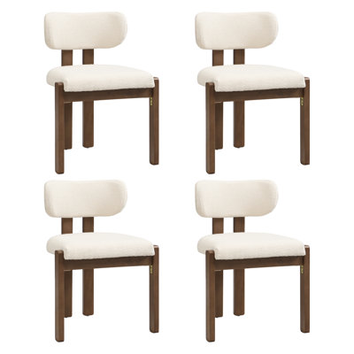 Boucle Upholstered Side Chair in Beige