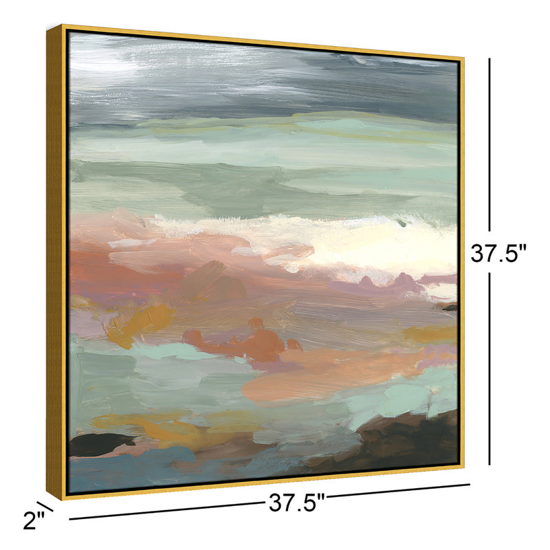 «Ocean Bluff» par Carol Robinson - reproduction d'art sur papier, H 37,5 po x l 37,5 po, Toile encadrée, Doré