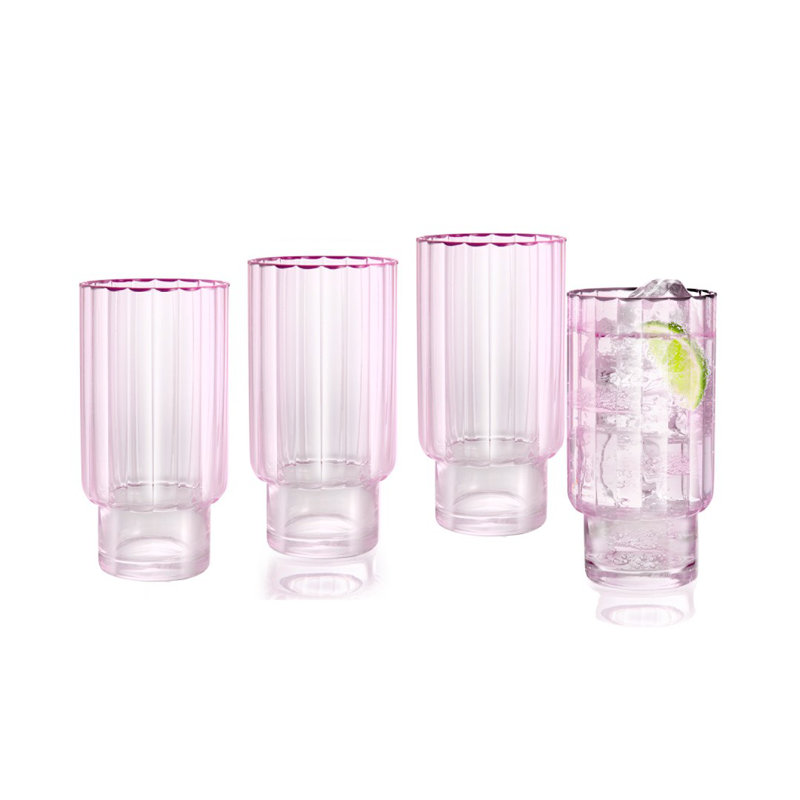 Ensemble de 4 verres cranberry Highball