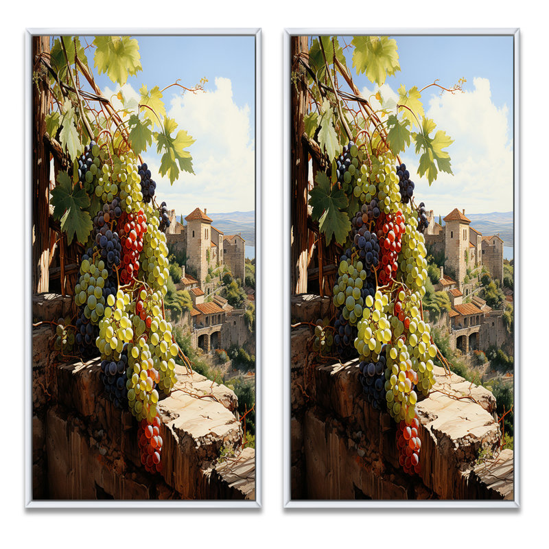 «Green Vineyard Ancien Sagesse», 2 pièces, Cadre blanc, H 40 po x l 40 po