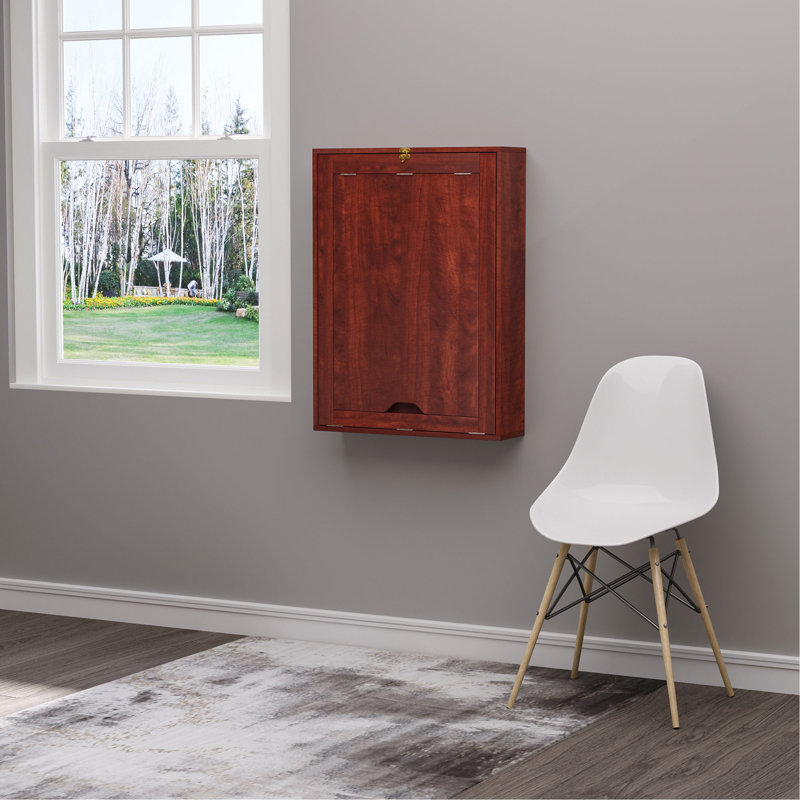 Wall Mounted Desk, Fold Out Convertible Desk, Multi-Function Computer Table Floating Desk With Shelves For Home Office, Mahogany