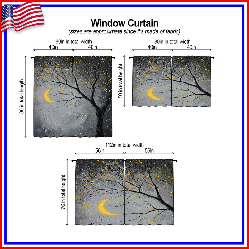 Rideaux obscurcissant Moonlit Tree, 40 po x 80 po - 2 panneaux, Obscurcissement de chambre
