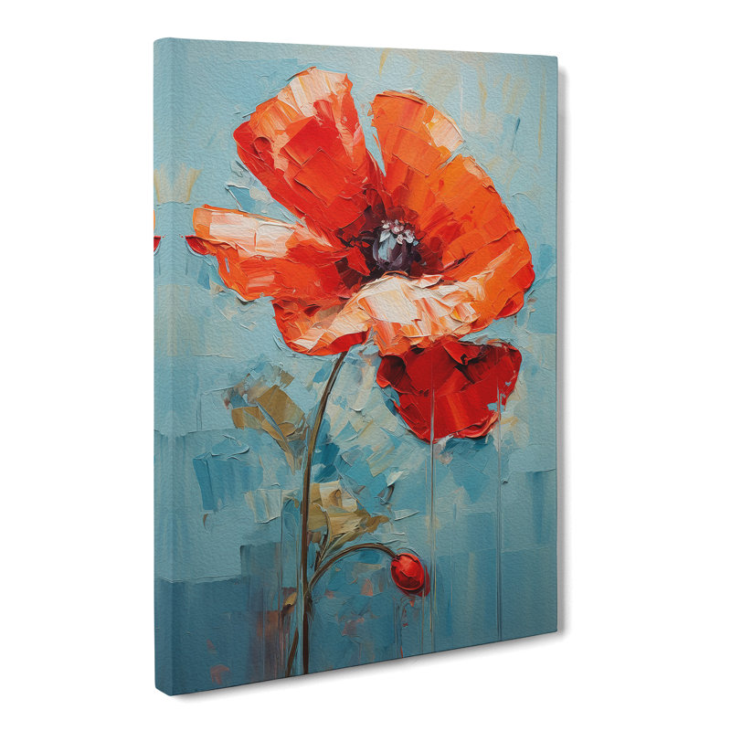 Poppy Flower Impressionism - Wrapped Canvas Print, 76cm H x 50cm W x 3cm D