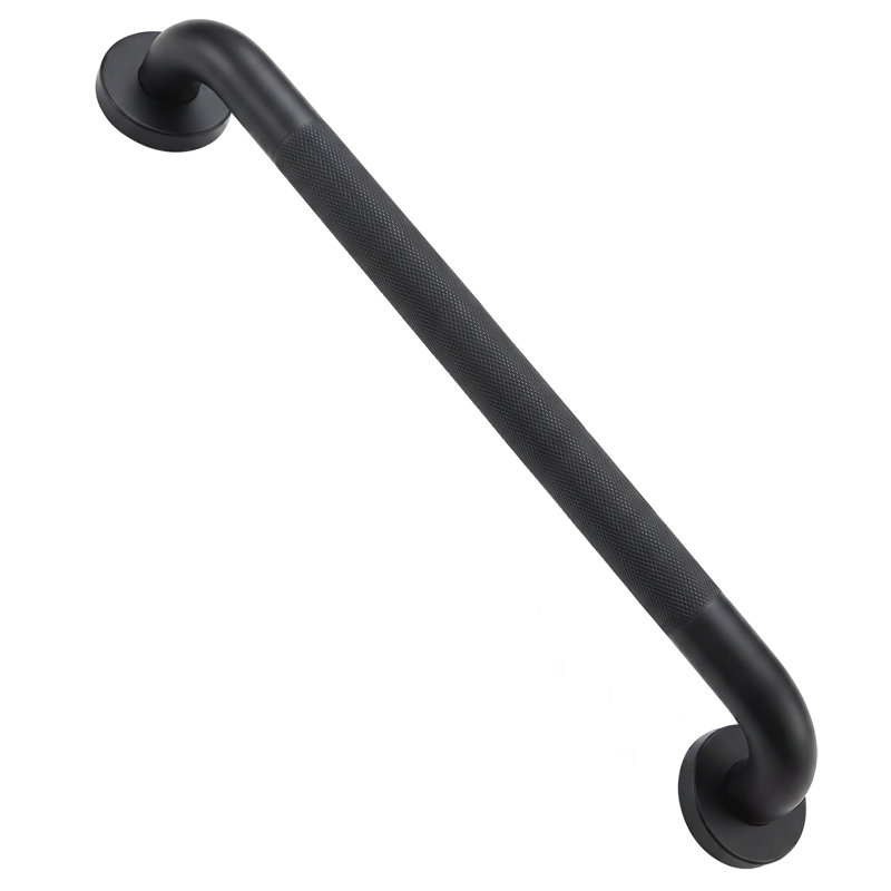 24'' Black Bathroom Safety Grab Bar with Anti-slip Knurled Grip, ADA Compliant, Matte Black, 24 inch