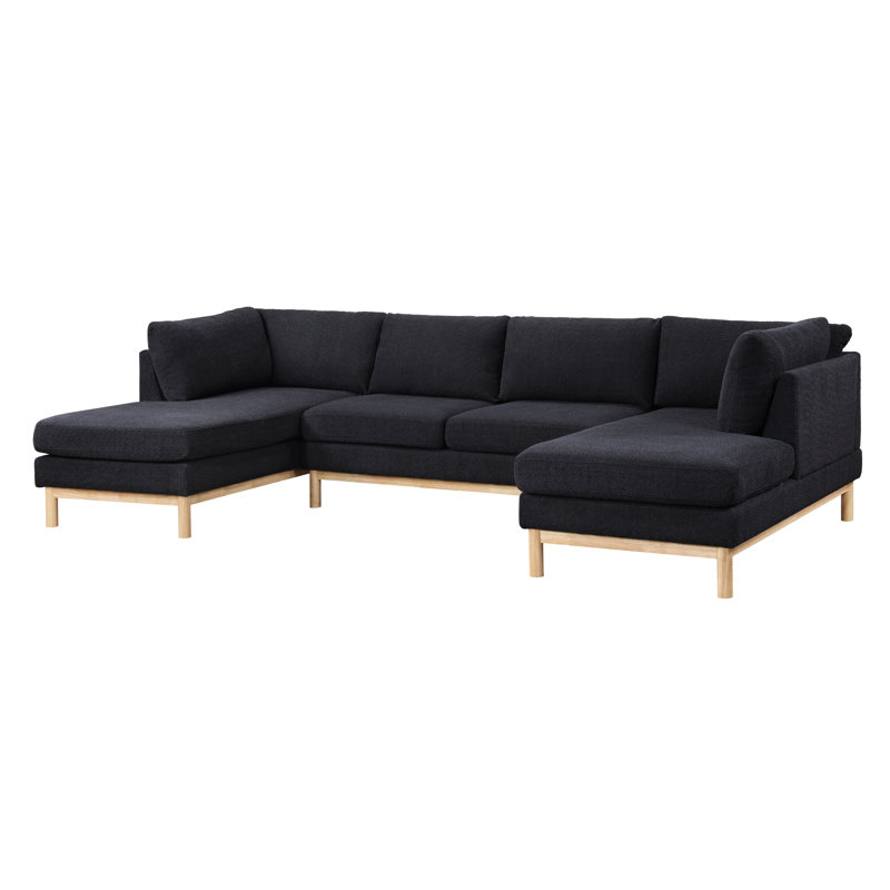 Canapé modulaire spacieux en U avec méridienne de 7 po et garniture en bois captivante
