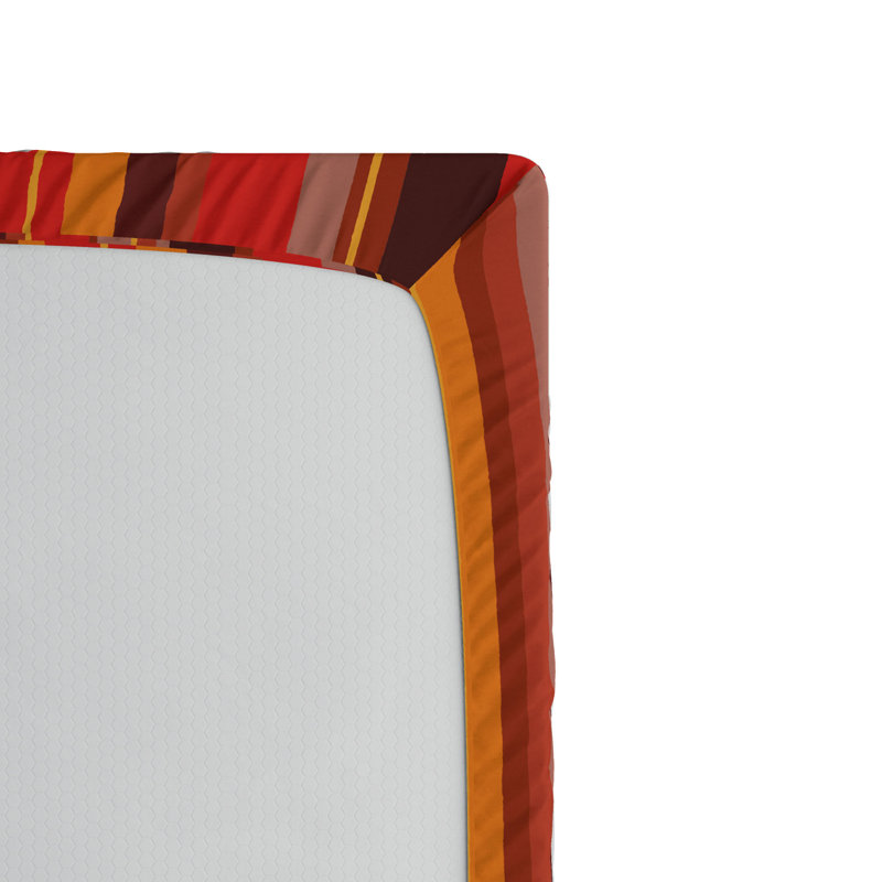 Drap-housse rayé, Drap-housse simple TG, Rayures rouges