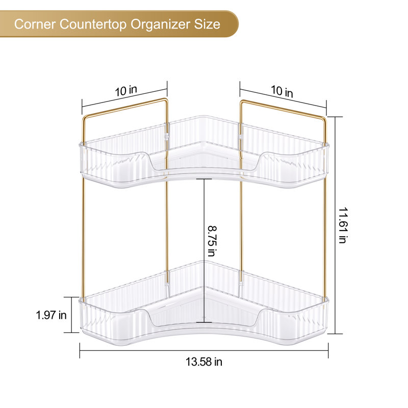 Sorbus 2-Tier Corner Bathroom Countertop Organizer, Clear Cosmetic & Beauty Storage Shelf for Skincare, Makeup, Toiletries & Bath Essentials