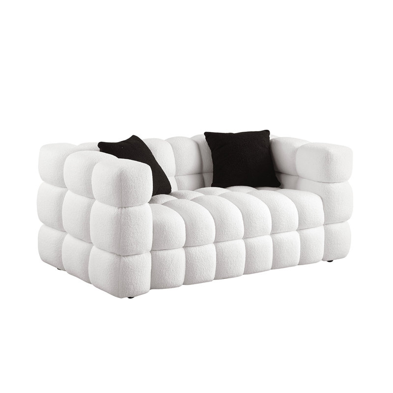 Canapé luxueux moelleux 2 places Boucle Upholstery, Blanc