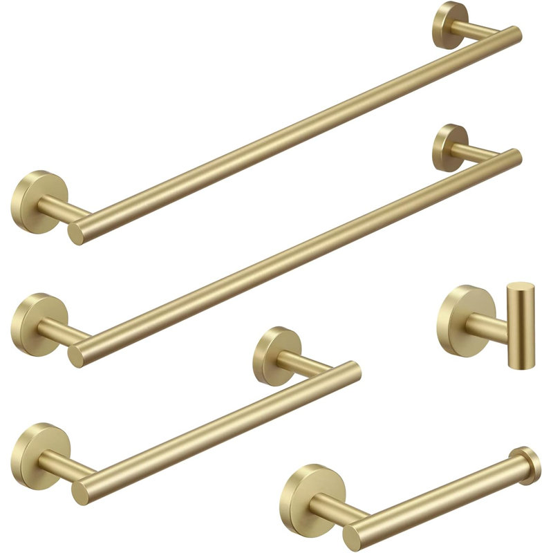 5 - Piece Bathroom Hardware Set, Gold