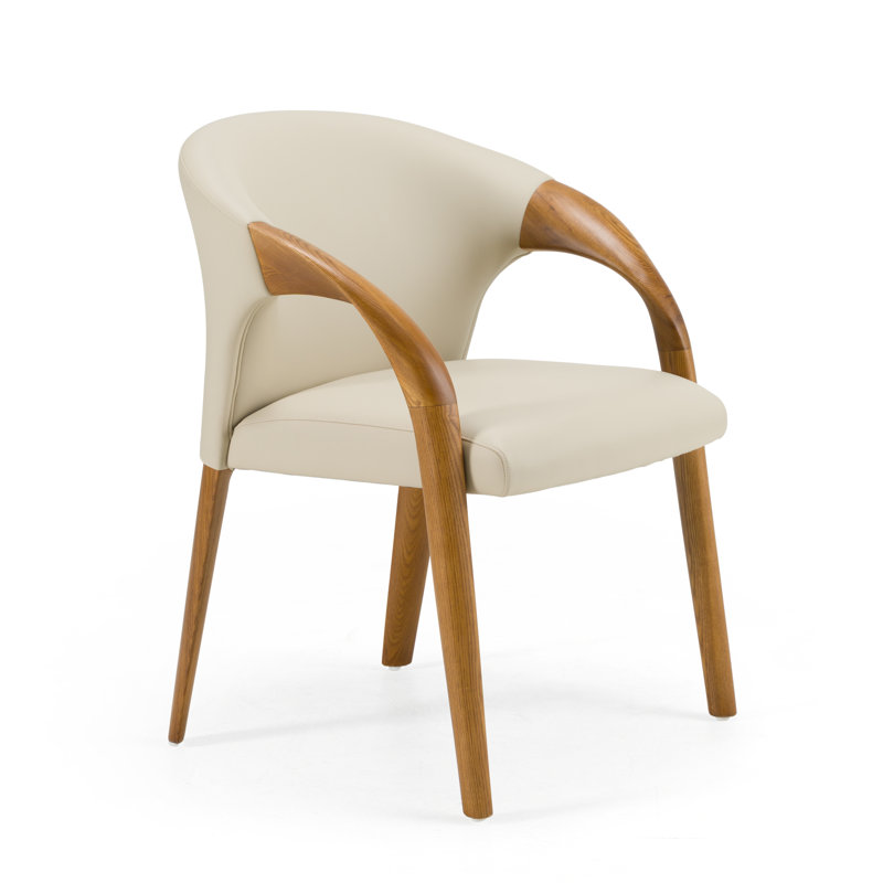 Jovetta 17'' H Faux Leather Upholstered Armchair, Walnut