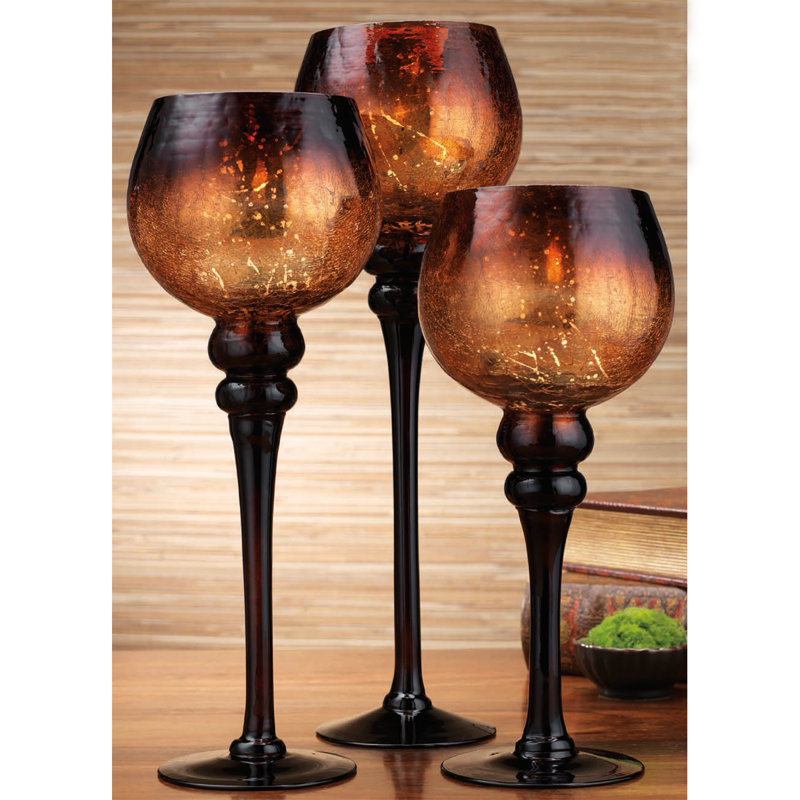 Ensemble de chandelles en verre 3 pièces