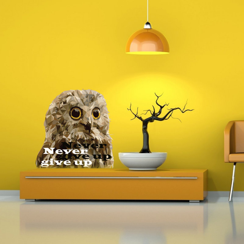 Adhésif décoratif polygonale hibou, H 20 po x l 22 po