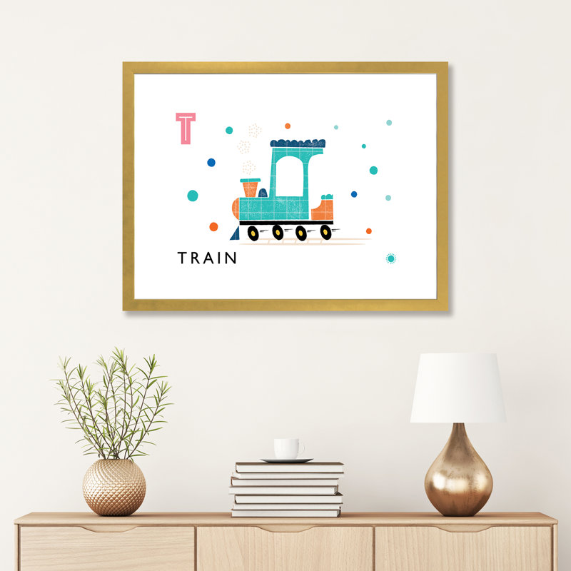 «T Is for Train» - Impression, Papier encadré doré, Blanc, H 24 po x l 32 po x P 1 po