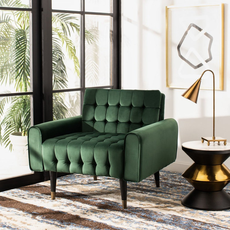 Ambroziu Upholstered Club Chair, Forest Green Velvet