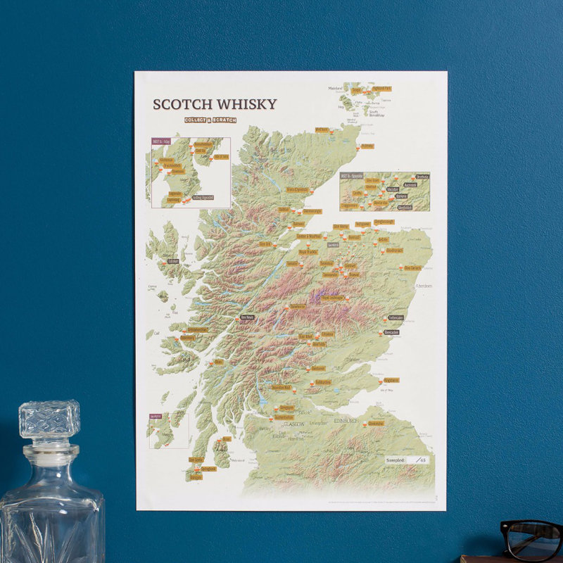 Scratch Off Scotland Whisky Distilleries - No Frame Print