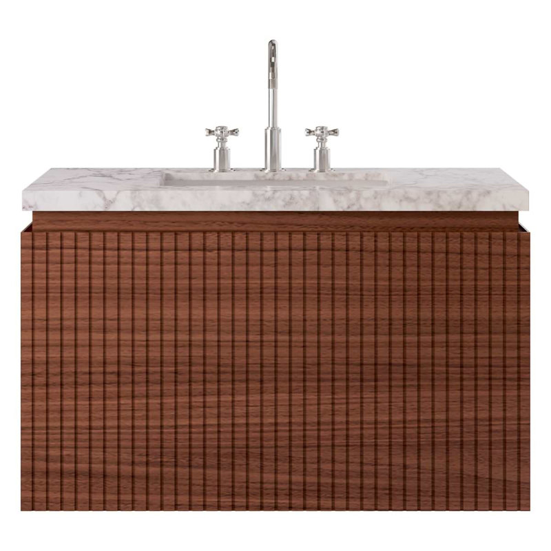 Melrose Single Vanity, Walnut, 36", White