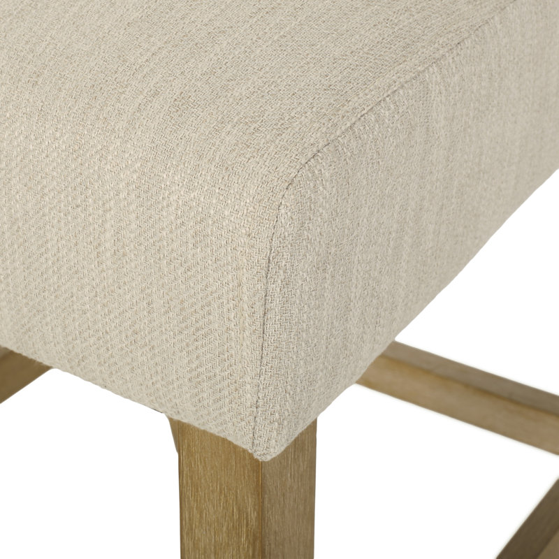  Ensemble de 2 tabourets de comptoir modernes avec dossier capitonné, siège rembourré rembourré, pieds en bois massif, design élégant pour îlot de cuisine, bar ou salle à manger, beige