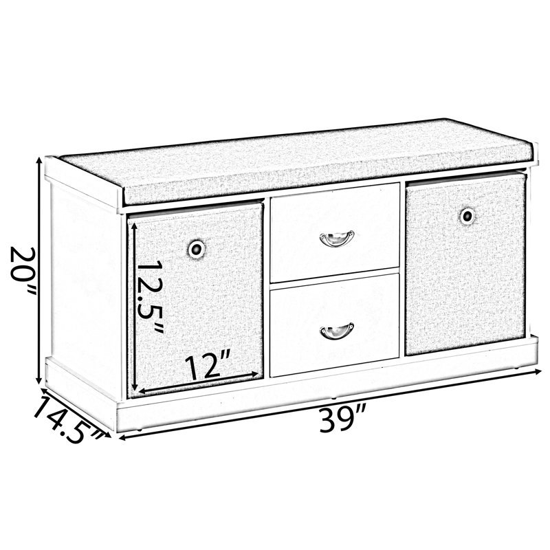 Banc de rangement pour chaussures blanc Rathdowney
