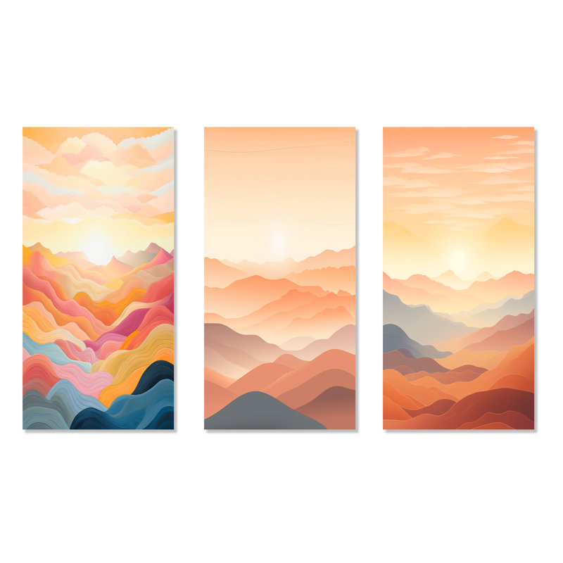 Ensemble de salon Bold Sunset Mountain Horizon - Sunrises Sunset, H 28 po x l 36 po, Toile tendue