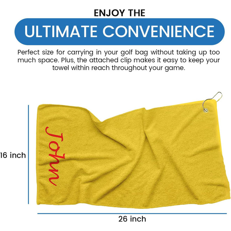 Cotton Embroidered Golf Towels Kitchen Towel, Gold, Yes