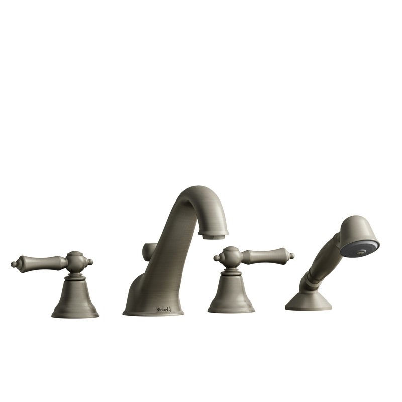 Robinet de baignoire à fixation sur plateau Classic ™ 4 trous, Nickel brossé, Poignée levier