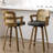 Upholstered Cane Back Counter & Bar Stool With Armrest-853572449-857907582