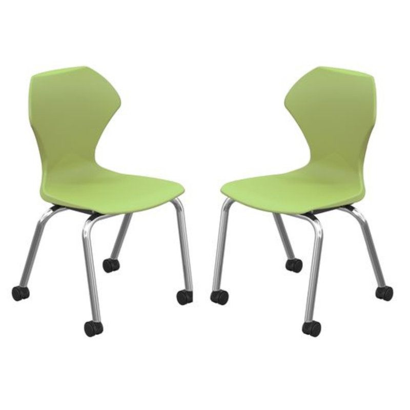Chaise de classe avec roulettes Apex Series, Pomme, Chrome, 16"
