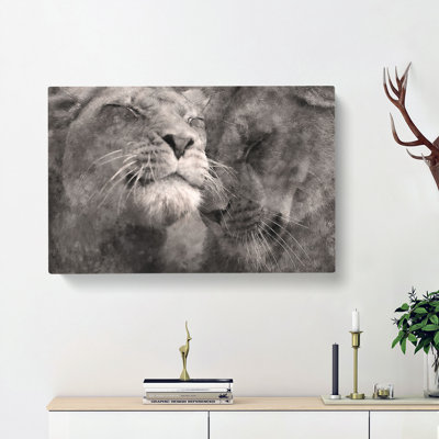 Pair Of Loving Lions - Wrapped Canvas Print