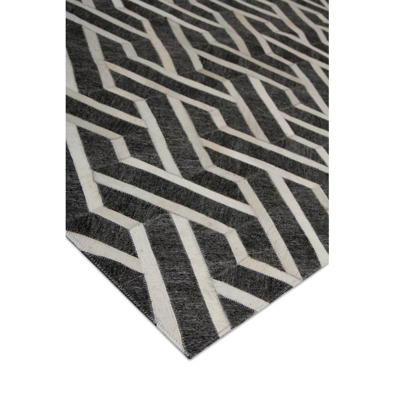 Berlin Cowhide Geometric Area Rug, Rectangle 5' x 8'