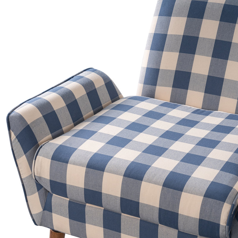 Fauteuil d'appoint rembourré Harvest avec accoudoirs et pieds en bois d'hévéa pour salon