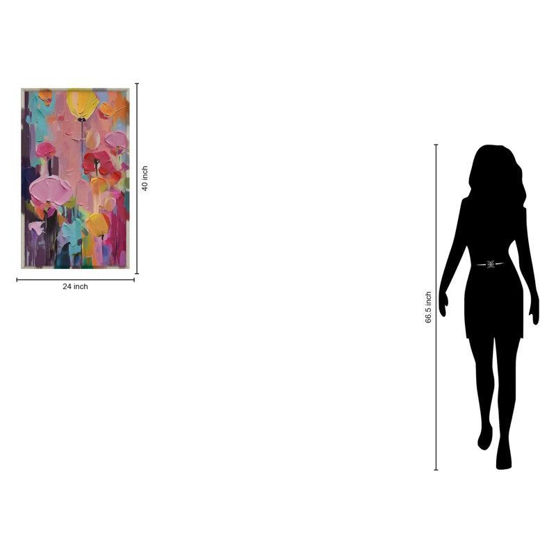 Art mural sur toile Floral Abstraction II, 24 po x 40 po, cadre multicolore