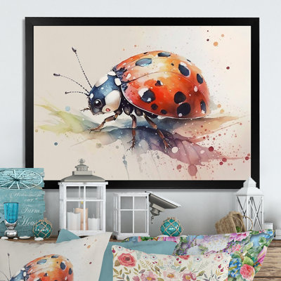 «Ladybug on a Leaf Watercolor», reproduction sur toile