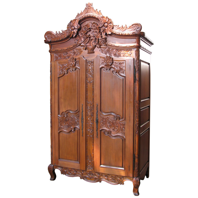 Lecanuet 2 Door Solid Wood Wardrobe, Antique White