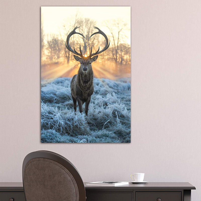 Love You Deer Fire And Ice 1 Piece Wrapped Canvas Wall Art, 101.6 cm H x 66.04 cm W x 1.91 cm D