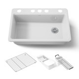 Riverby 33" x 22" x 9-5/8" Under-Mount Single-Bowl Kitchen Sink with Accessories