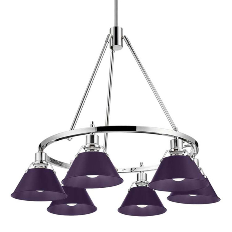 Lustre Weatherford à 6 lumières, Chrome chrome, Mauve exotique