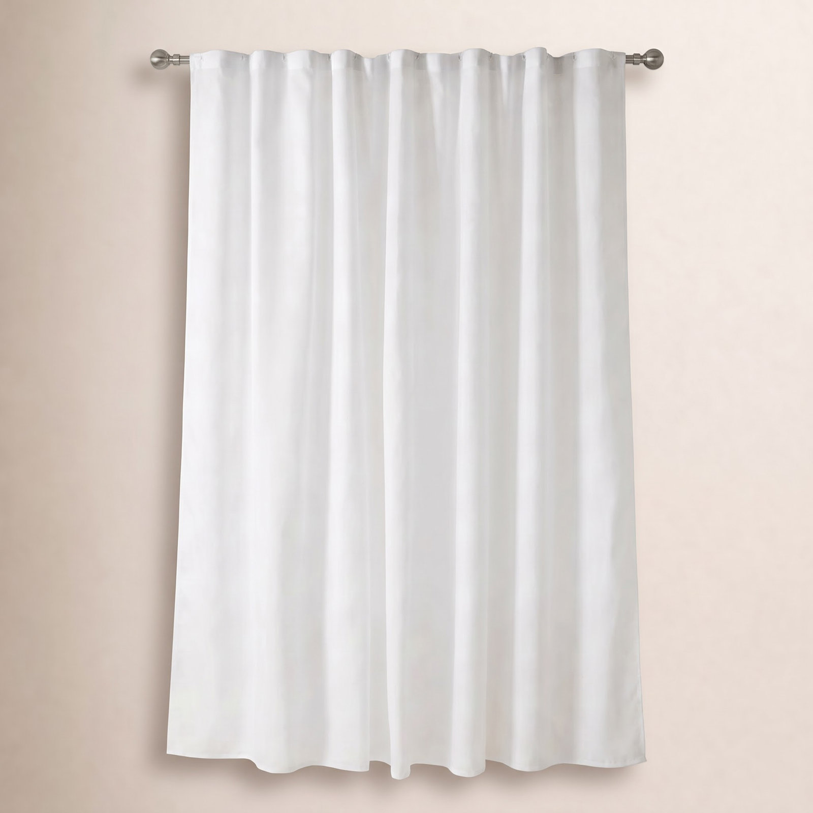 Linen-Look Textured Woven Shower Curtain, White