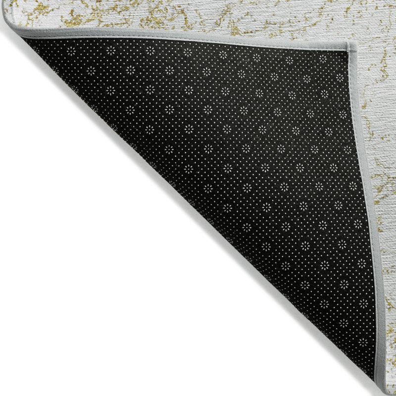 Tapis intérieur lavable abstrait doré et ivoire 10 pi x 14 pi