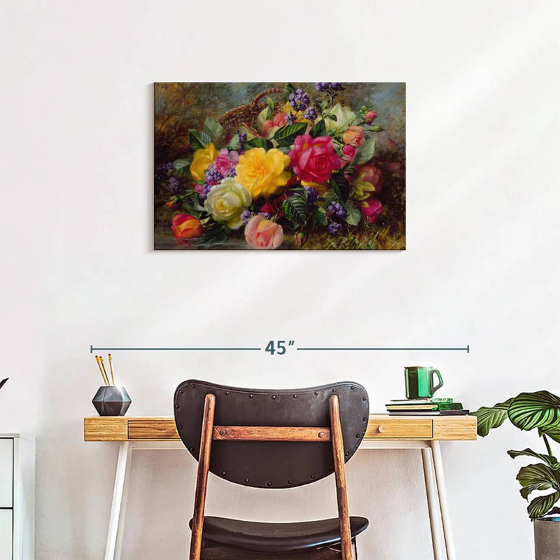 Harnek roses près d'un étang sur un banc verdoyant, H 20 po x l 30 po