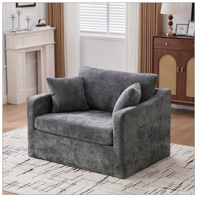 Chaise d'appoint moderne rembourrée de style performance avec pieds en métal, tissu chenille pour une lecture confortable et une détente