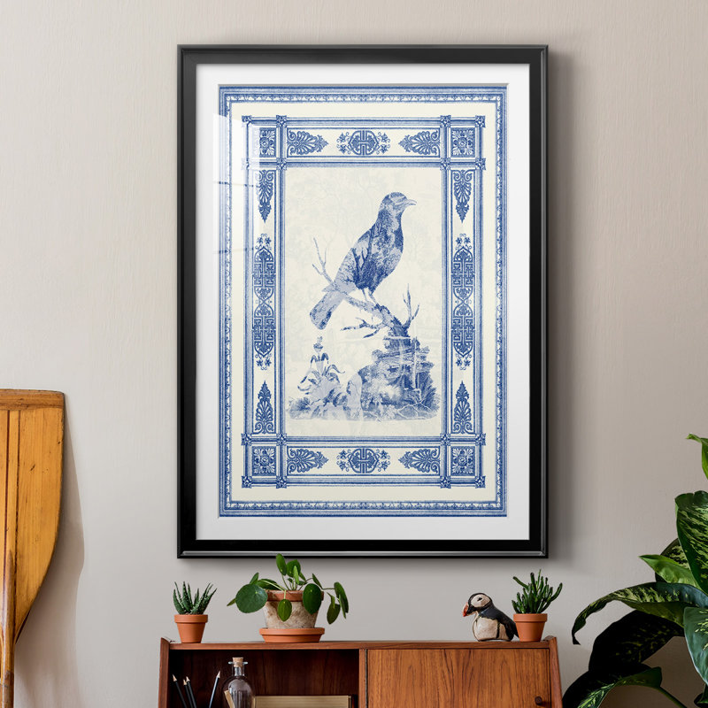 Toile De Jouy I - Impression de cadre photo unique sur papier, Noir, H 24,5 po x l 18,5 po x P 1 po