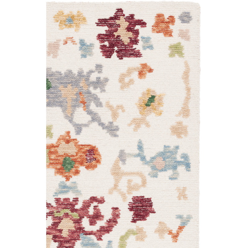 101 Hand Tufted Wool/Cotton Oriental Rug in Ivory/Red, Runner 2'3" x 9'