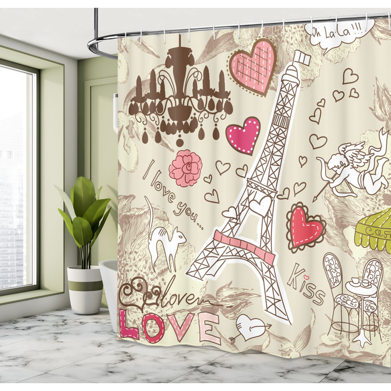 Shower Curtain with Hooks Included, 70" H x 69" W
