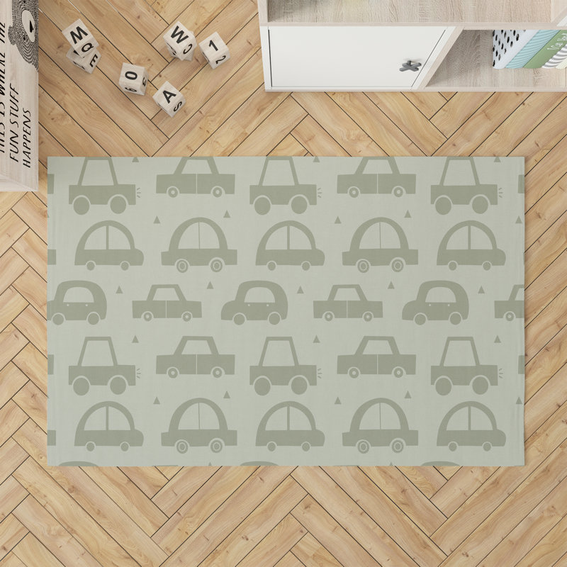 Driveway Colorized Kids Play Mat, Light Green, Rectangle 2' x 3'