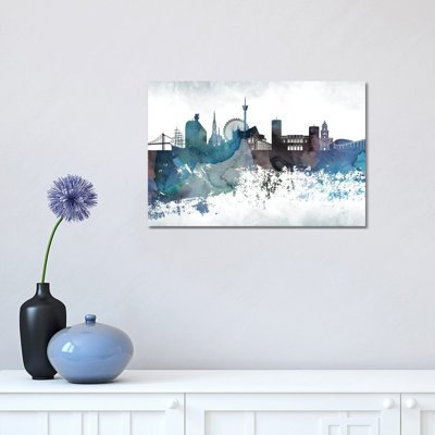 Gothenburg Bluish Skyline by WallDecorAddict - Wrapped Canvas Print