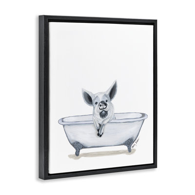 "Cochon dans la baignoire", art mural encadré par Ashley Justice
