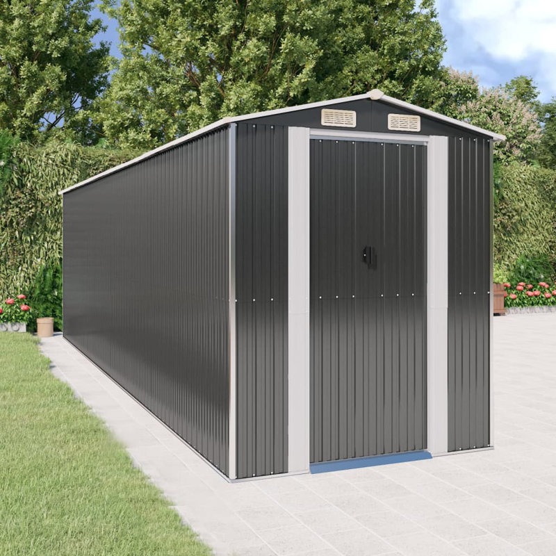 Vidaxl Garden Shed 192X689x223 Cm Galvanised Steel, Anthracite